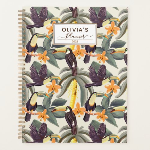 Personalized Tropical Toucan Pattern 2022 Planner
