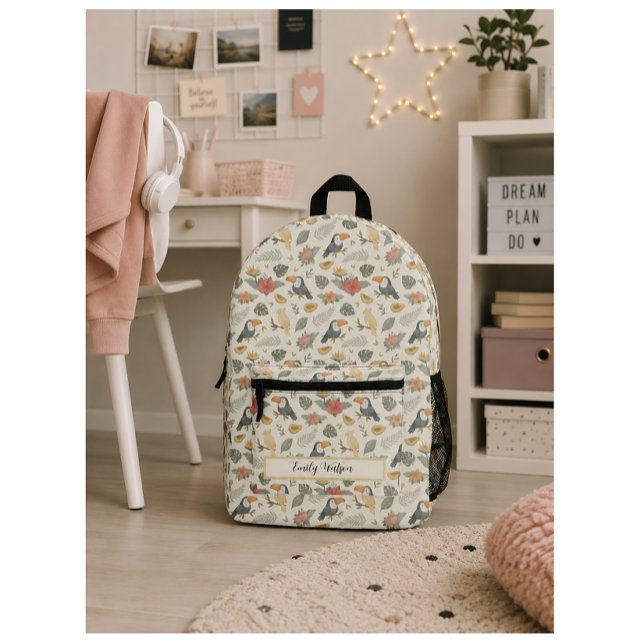 Personalized Tropical Toucan Pattern Backpack (Creator Uploaded)