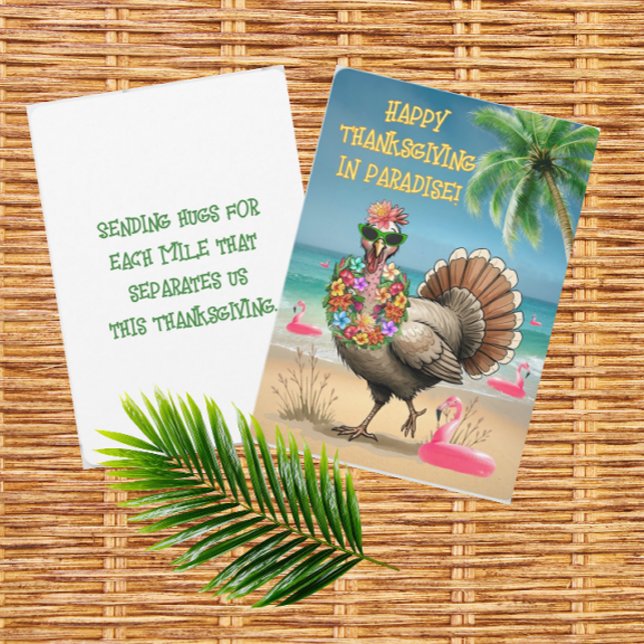 Personalized Tropical Turkey  Card (Personalize text on front and/or back!)