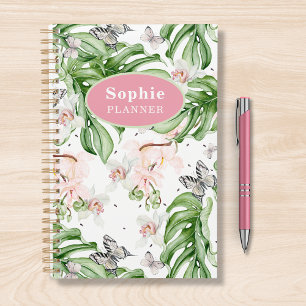 Personalized Tropical Watercolor Floral Girly Planner