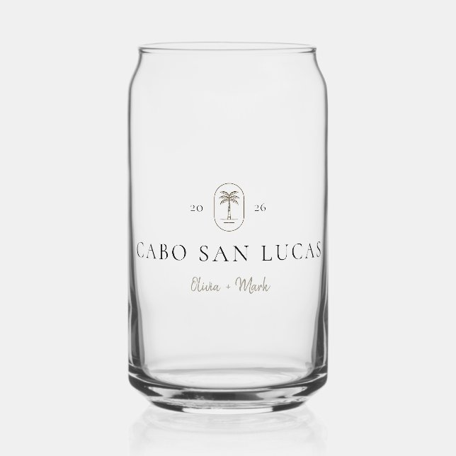 Personalized Tropical Wedding Destination Weekend Can Glass (Back)