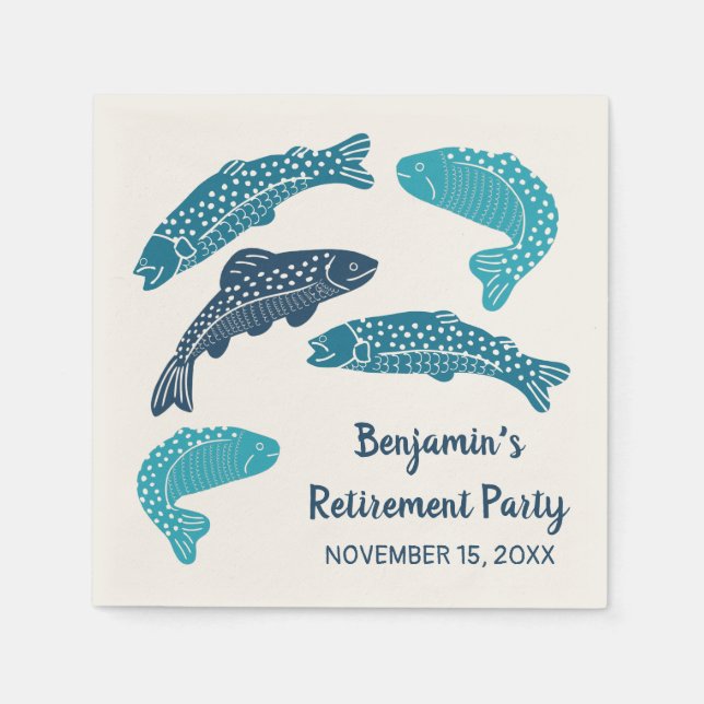Personalized Trout Fish Retirement Party Napkins (Front)