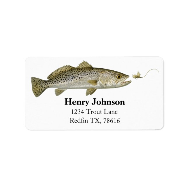 Personalized Trout Fishing Return Address Label (Front)