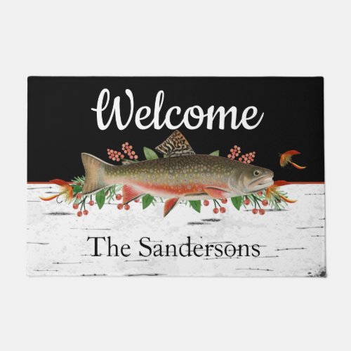 Personalized Trout Fly Fishing Welcome Doormat 
