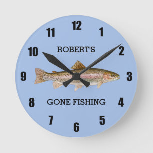 Personalized Trout Gone Fishing Large Clock