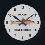 Personalized Trout Gone Fishing Large Clock<br><div class="desc">Personalized Trout Gone Fishing Custom Clock.</div>