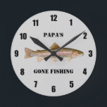Personalized Trout Gone Fishing Large Clock<br><div class="desc">Personalized Trout Gone Fishing Custom Clock.</div>