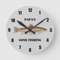 Personalized Trout Gone Fishing Large Clock