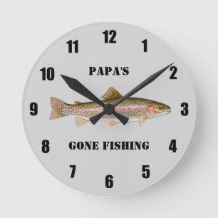 Personalized Trout Gone Fishing Large Clock
