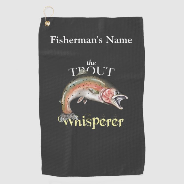 Personalized Trout Whisperer Dark Fishing Towel (Front)