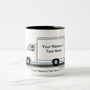 Personalized Truck Driver, Delivery - Male Cartoon Two-Tone Coffee Mug