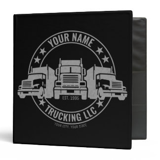Personalized Trucker Big Rig Semi Truck Trucking  3 Ring Binder