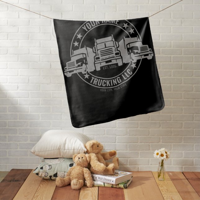 Personalized Trucker Big Rig Semi Truck Trucking  Baby Blanket (In Situ)
