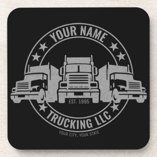 Personalized Trucker Big Rig Semi Truck Trucking  Beverage Coaster