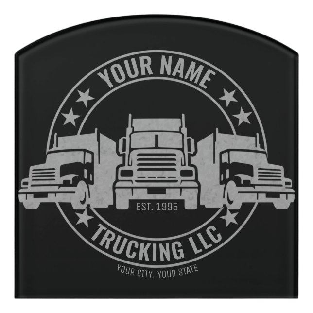 Personalized Trucker Big Rig Semi Truck Trucking  Door Sign (Contour Front)