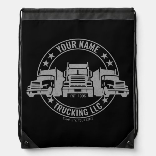 Personalized Trucker Big Rig Semi Truck Trucking Drawstring Bag