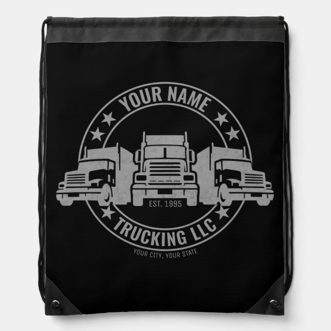 Personalized Trucker Big Rig Semi Truck Trucking Drawstring Bag (Front)