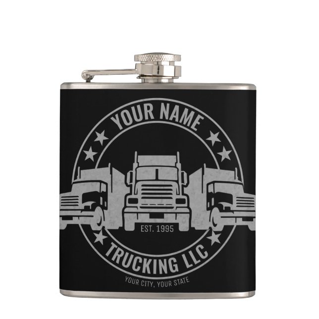 Personalized Trucker Big Rig Semi Truck Trucking  Flask (Front)