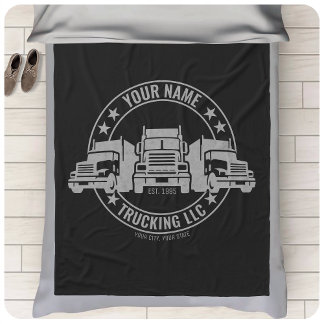 Personalized Trucker Big Rig Semi Truck Trucking  Fleece Blanket