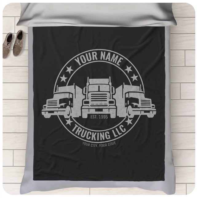 Personalized Trucker Big Rig Semi Truck Trucking  Fleece Blanket (Creator Uploaded)