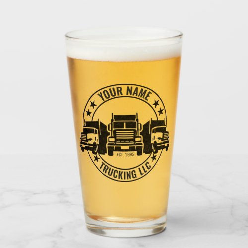 Personalized Trucker Big Rig Semi Truck Trucking  Glass