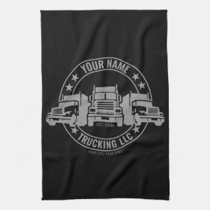 Personalized Trucker Big Rig Semi Truck Trucking Kitchen Towel