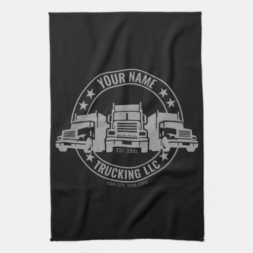 Personalized Trucker Big Rig Semi Truck Trucking Kitchen Towel