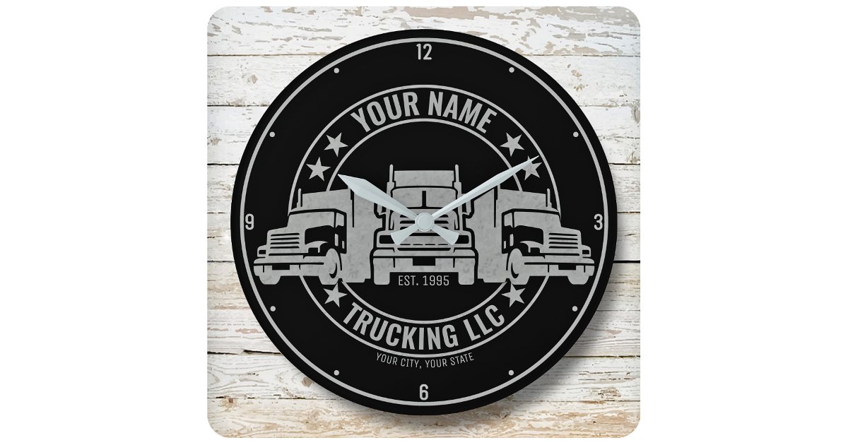 Personalized Trucker Big Rig Semi Truck Trucking Large Clock | Zazzle