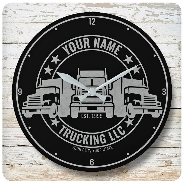 Personalized Trucker Big Rig Semi Truck Trucking Large Clock (Creator Uploaded)