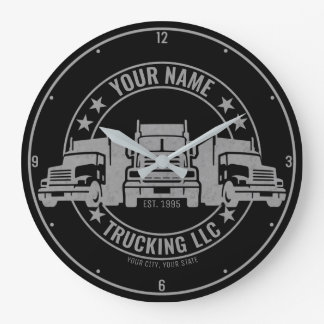 Personalized Trucker Big Rig Semi Truck Trucking Large Clock
