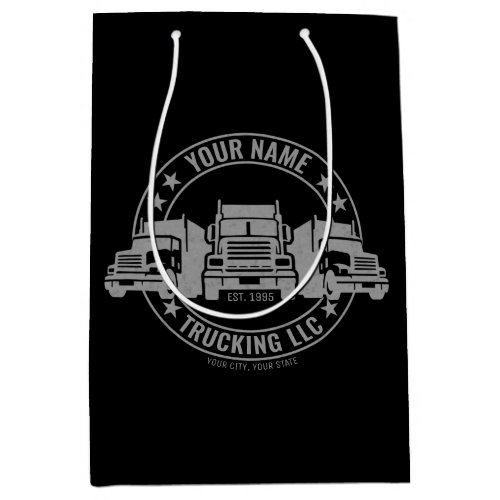 Personalized Trucker Big Rig Semi Truck Trucking  Medium Gift Bag