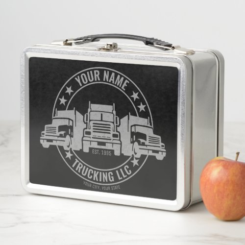 Personalized Trucker Big Rig Semi Truck Trucking  Metal Lunch Box