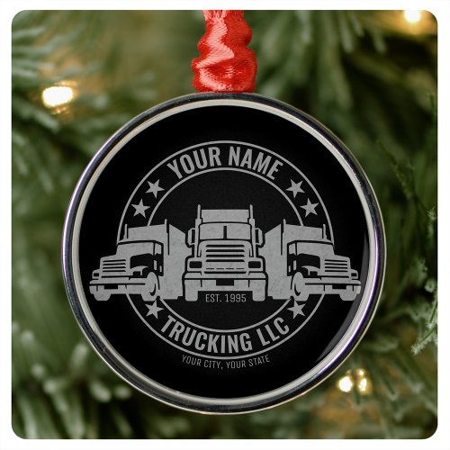 Personalized Trucker Big Rig Semi Truck Trucking Metal Ornament