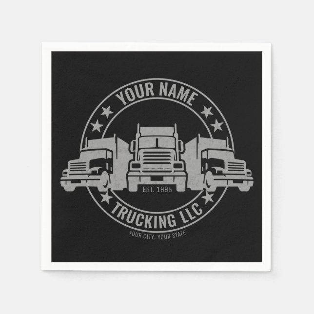 Personalized Trucker Big Rig Semi Truck Trucking  Napkins (Front)