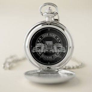 Personalized Trucker Big Rig Semi Truck Trucking Pocket Watch