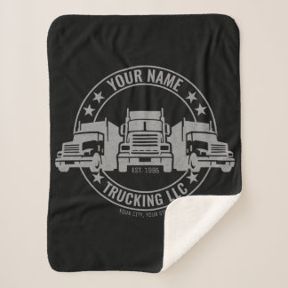 Personalized Trucker Big Rig Semi Truck Trucking Sherpa Blanket