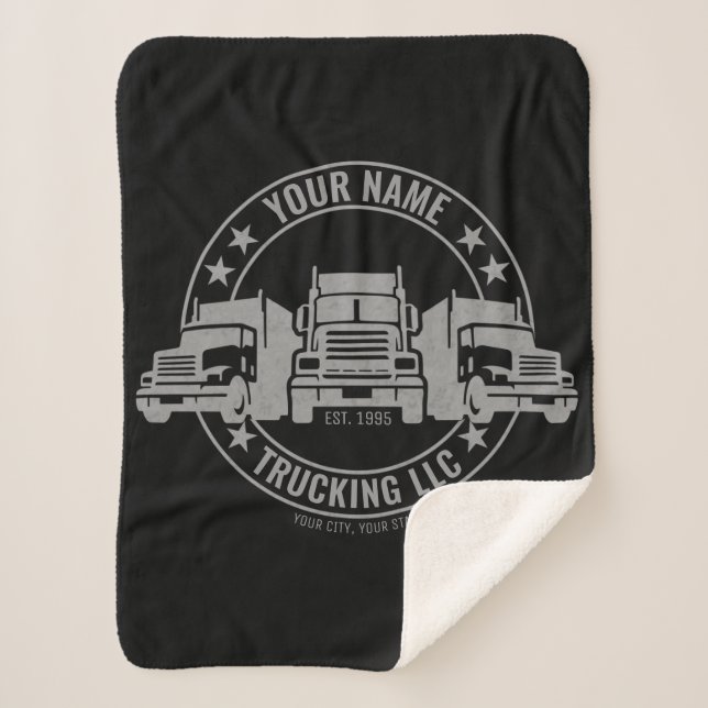 Personalized Trucker Big Rig Semi Truck Trucking Sherpa Blanket (Front)