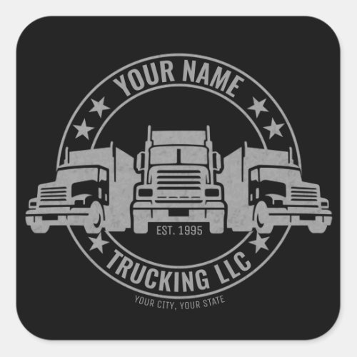 Personalized Trucker Big Rig Semi Truck Trucking  Square Sticker