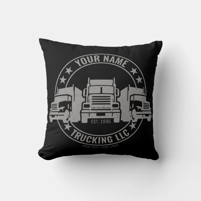 Personalized Trucker Big Rig Semi Truck Trucking Throw Pillow (Front)