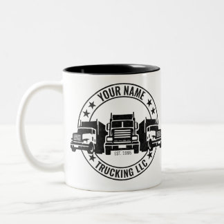 Personalized Trucker Big Rig Semi Truck Trucking  Two-Tone Coffee Mug
