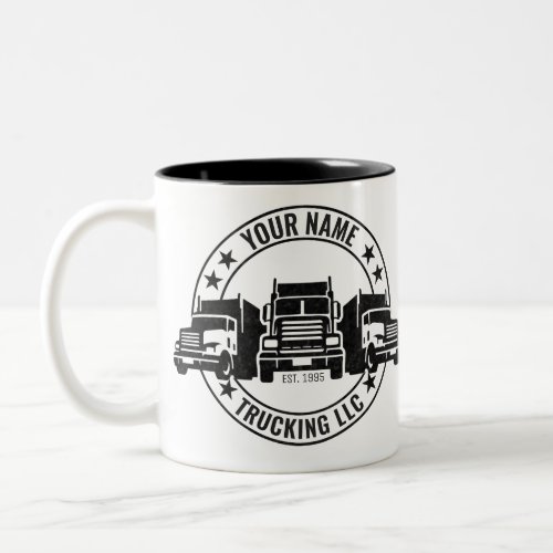 Personalized Trucker Big Rig Semi Truck Trucking  Two_Tone Coffee Mug