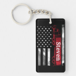 Personalized Trucker Flag Keychain