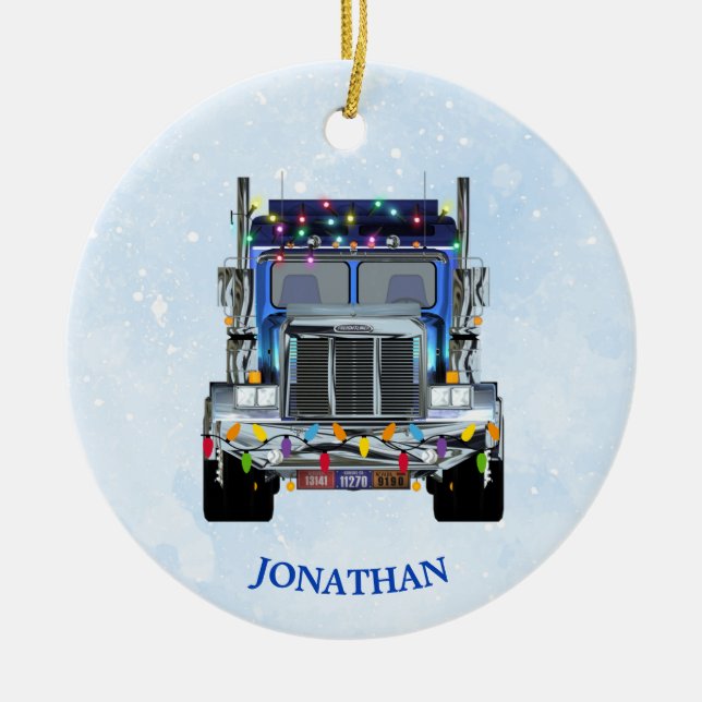 Personalized  Trucker Ornament (Front)