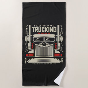 Personalized Trucking 18 Wheeler BIG RIG Trucker Beach Towel