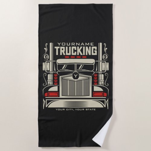 Personalized Trucking 18 Wheeler BIG RIG Trucker  Beach Towel