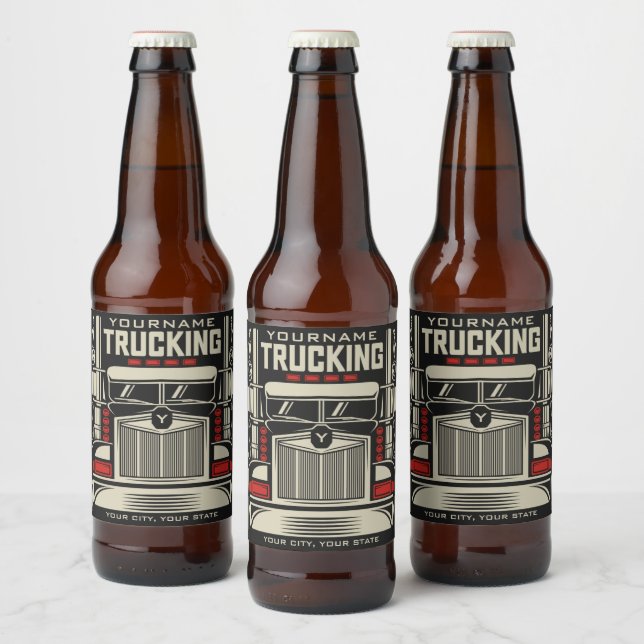 Personalized Trucking 18 Wheeler BIG RIG Trucker Beer Bottle Label (Bottles)
