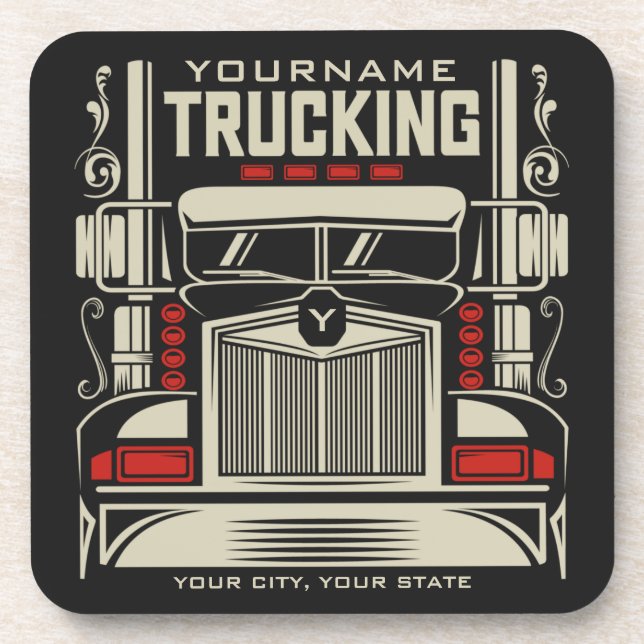 Personalized Trucking 18 Wheeler BIG RIG Trucker Beverage Coaster (Front)