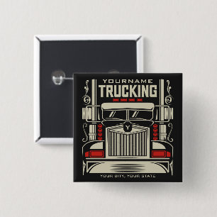 Personalized Trucking 18 Wheeler BIG RIG Trucker  Button