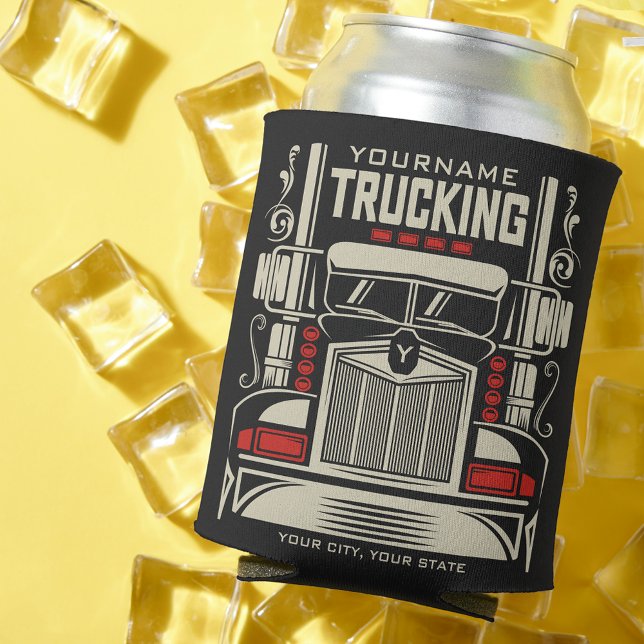 Personalized Trucking 18 Wheeler BIG RIG Trucker Can Cooler (Creator Uploaded)