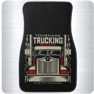 Personalized Trucking 18 Wheeler BIG RIG Trucker  Car Floor Mat